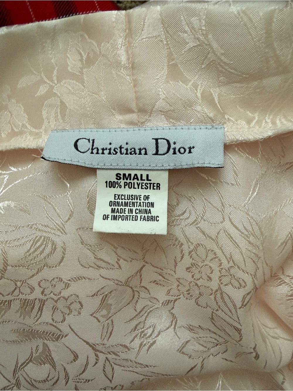 Vintage Christian Dior Pink Floral Satin Jacquard Robe Lace Shawl Collar Tie S - Picture 4 of 8